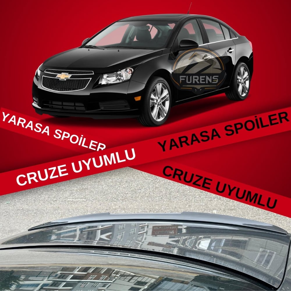 Chevrolet Cruze Uyumlu Bagaj Üstü Yarasa Spoiler Bagaj Çıtası Piano Black Parlak Siyah