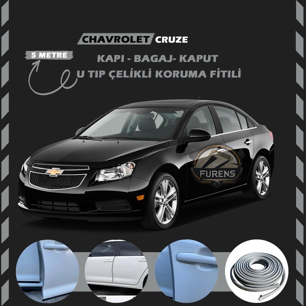 Chevrolet Oto Araç Kapı Koruma Fitili 5metre Parlak Gri Renk