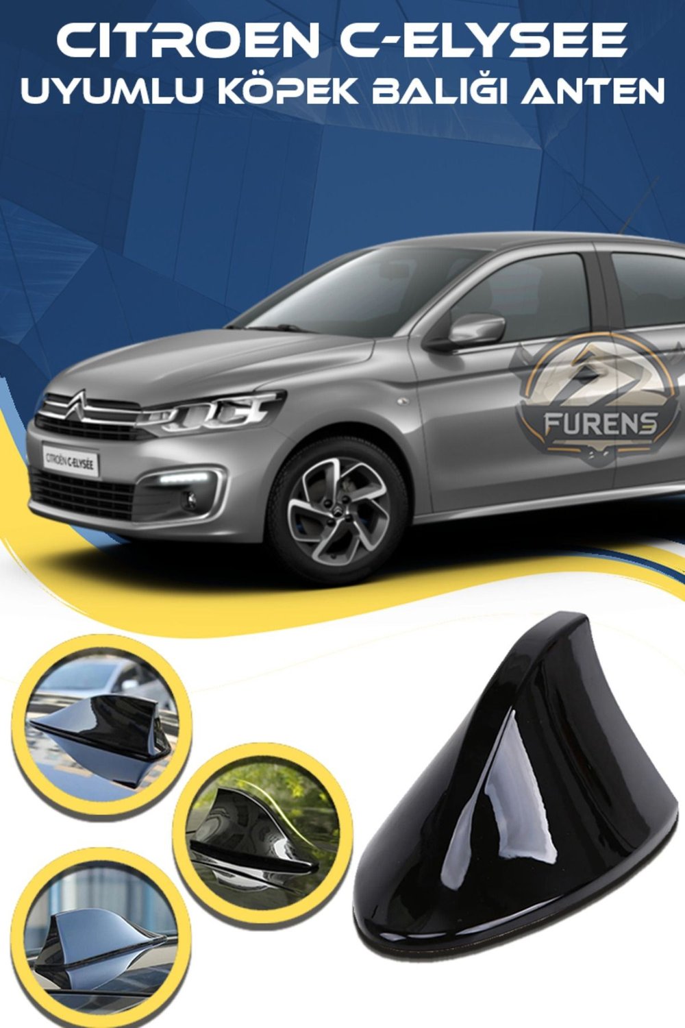 Citroen c-elysee Uyumlu Oto Balık Sırtı Anten Elektrikli Köpekbalığı Balina Tavan Anteni