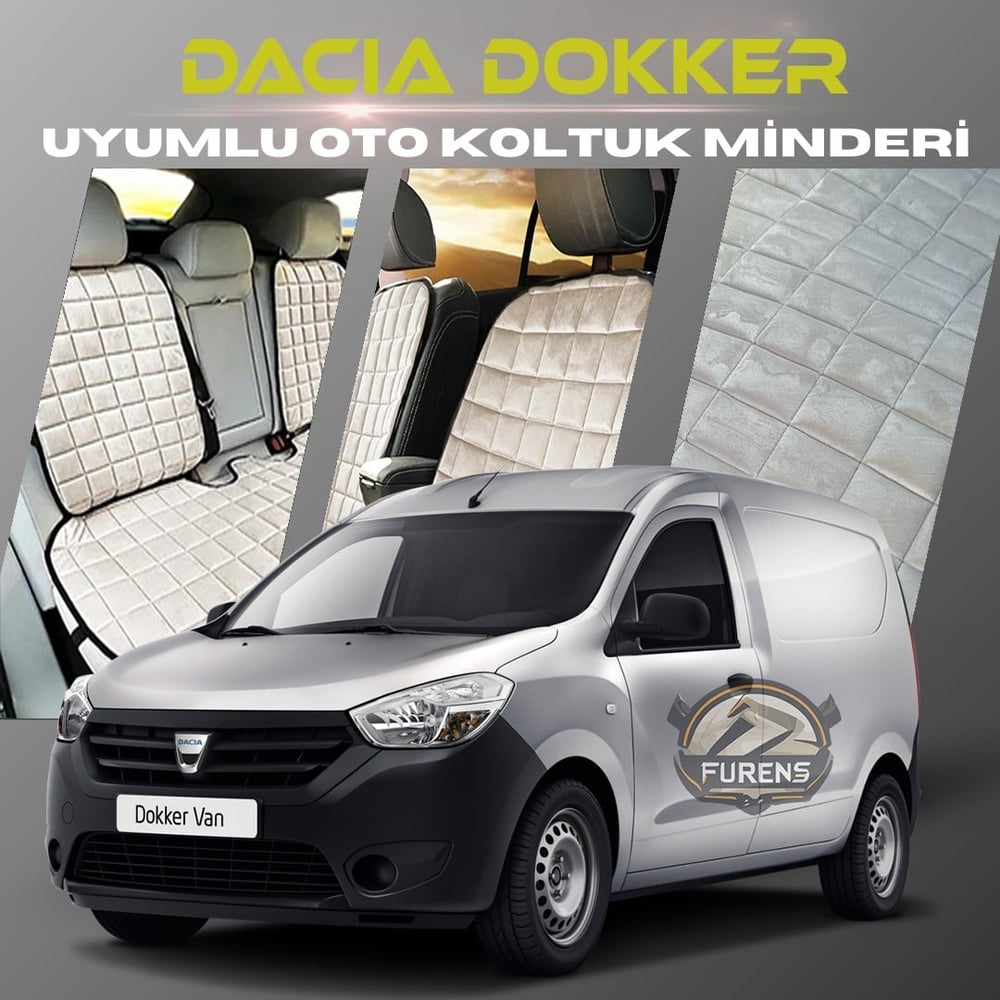 Dacia Dokker Bej Renk Tay Tüyü Cepli & Terletmez Sırtlı Oto Koltuk Minder Seti - Koltuk Koruma Kılıfı (ÖN & ARKA TAM SET)