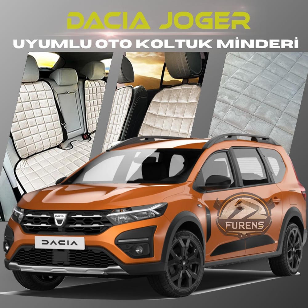 Dacia Joger Bej Renk Tay Tüyü Cepli & Terletmez Sırtlı Oto Koltuk Minder Seti - Koltuk Koruma Kılıfı (ÖN & ARKA TAM SET)