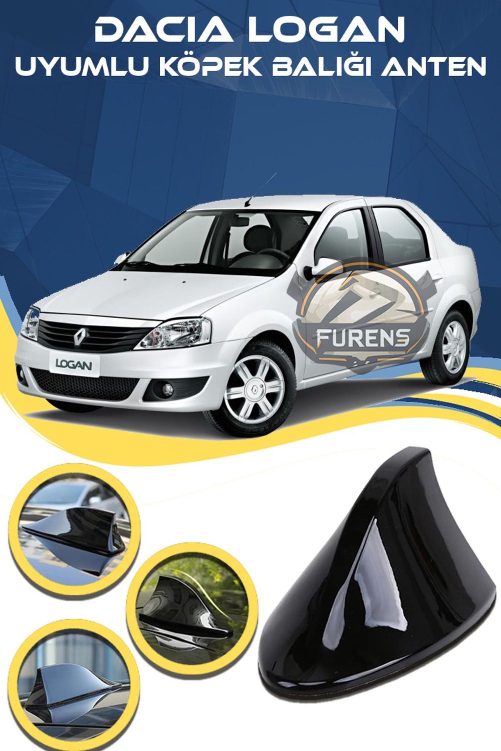 Dacia Logan Uyumlu Oto Balık Sırtı Anten Elektrikli Köpekbalığı Balina Tavan Anteni