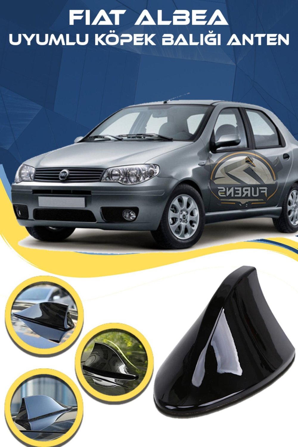 Fiat Albea Uyumlu Oto Balık Sırtı Anten Elektrikli Köpekbalığı Balina Tavan Anteni