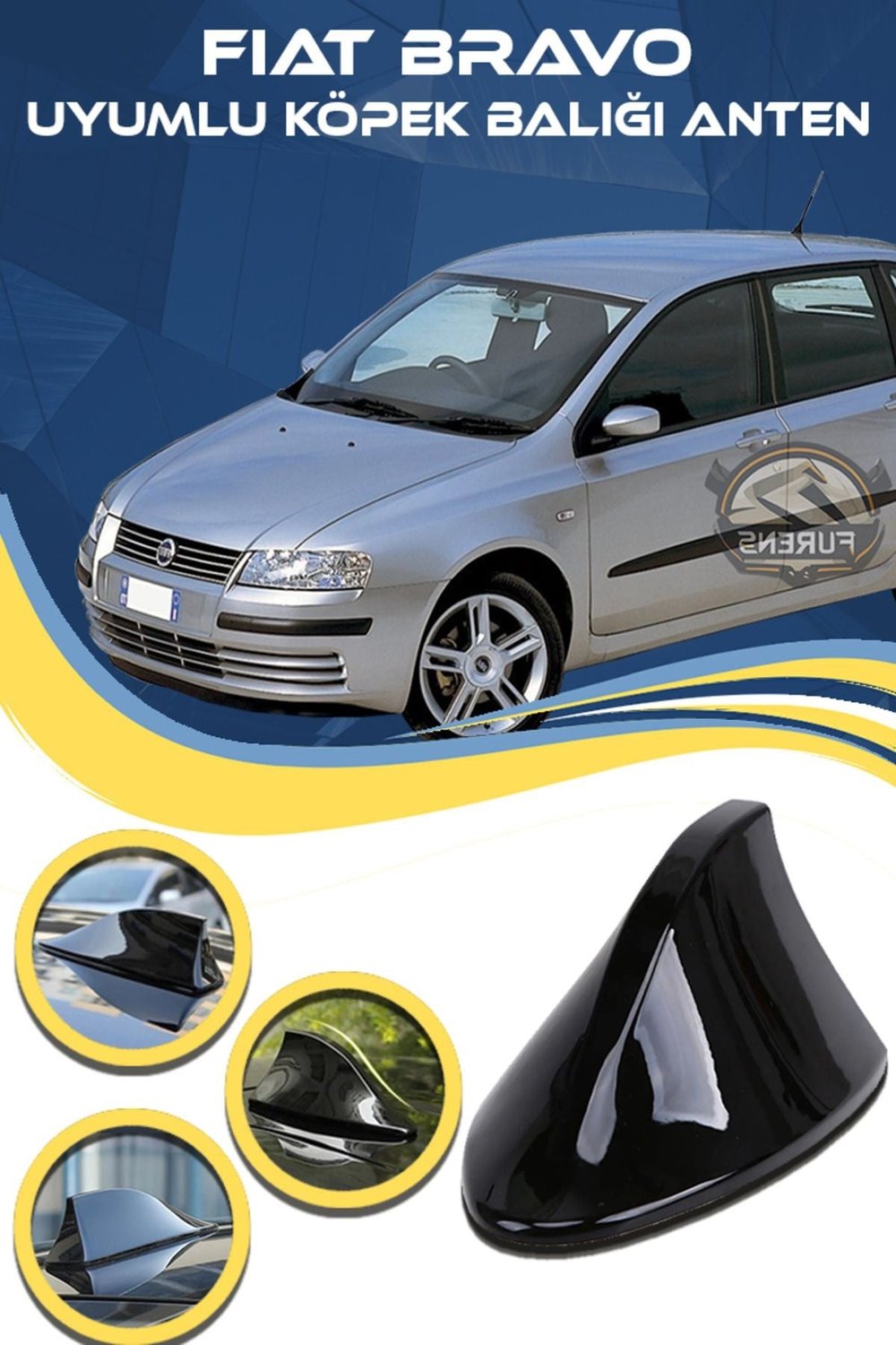 Fiat Bravo Uyumlu Oto Balık Sırtı Anten Elektrikli Köpekbalığı Balina Tavan Anteni