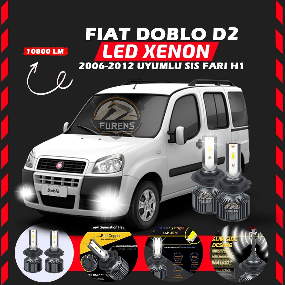 Fiat Doblo D2 2006-2012 Sis Farı Uyumlu Şimşek Etkili Led Xenon Premium Series H1