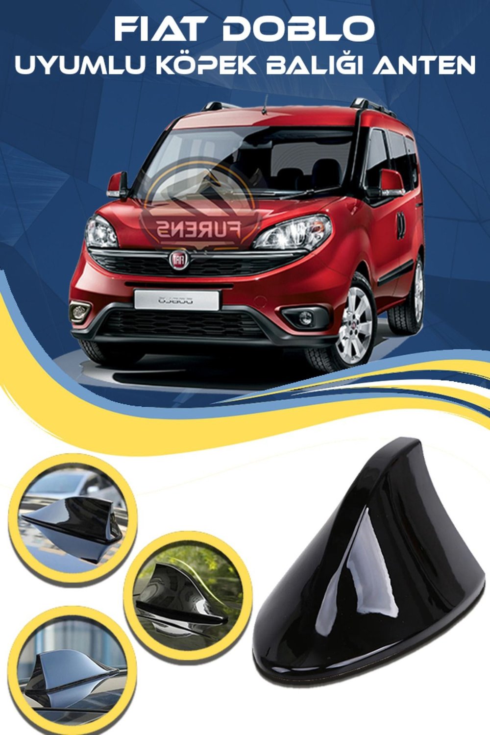 Fiat Doblo Uyumlu Oto Balık Sırtı Anten Elektrikli Köpekbalığı Balina Tavan Anteni