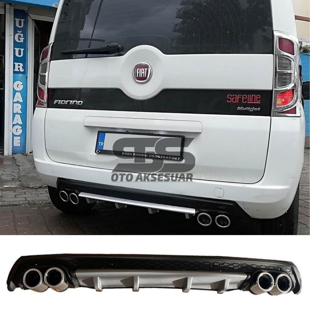 Fiat Fiorino Difüzör Arka Tampon Eki 4 Egzoz Çıkışlı Gri Lüx Tip