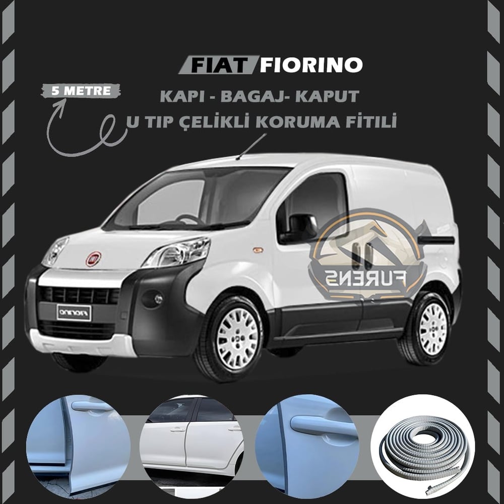 Fiat Fiorino Oto Araç Kapı Koruma Fitili 5metre Parlak Gri Renk