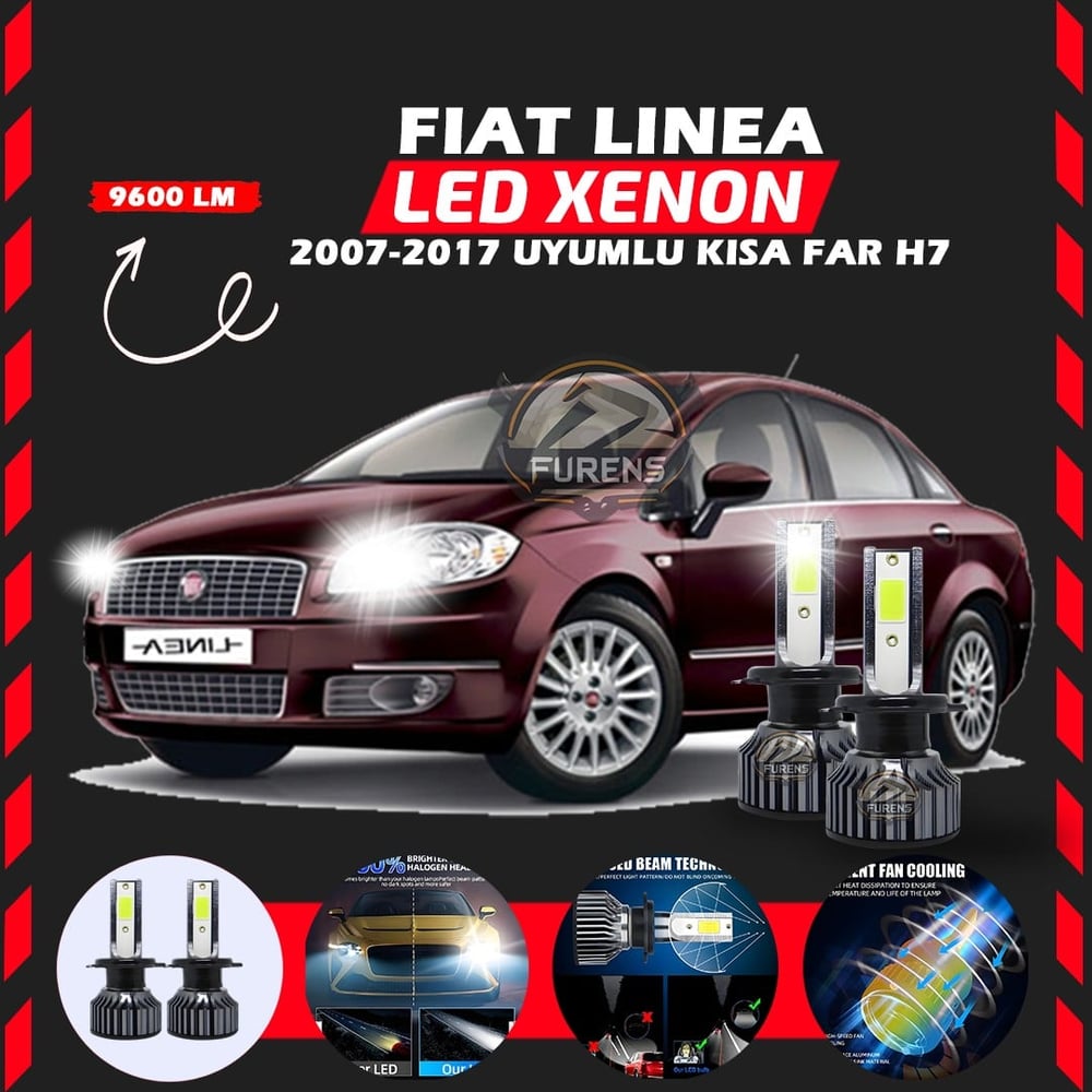 Fiat Linea 2007-2017 Kısa Far Uyumlu Şimşek Etkili Led Xenon Pro Series H7