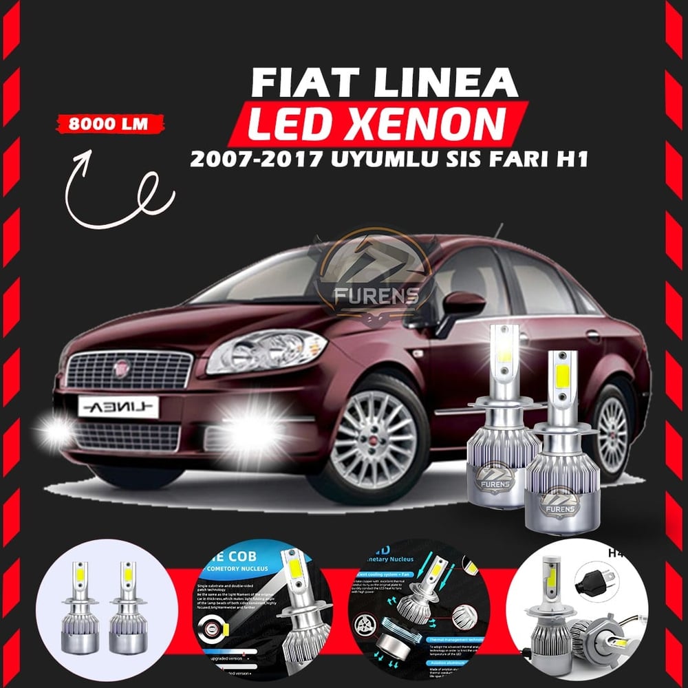 Fiat Linea 2007-2017 Sis Farı Uyumlu Şimşek Etkili Led Xenon Performance Series H1