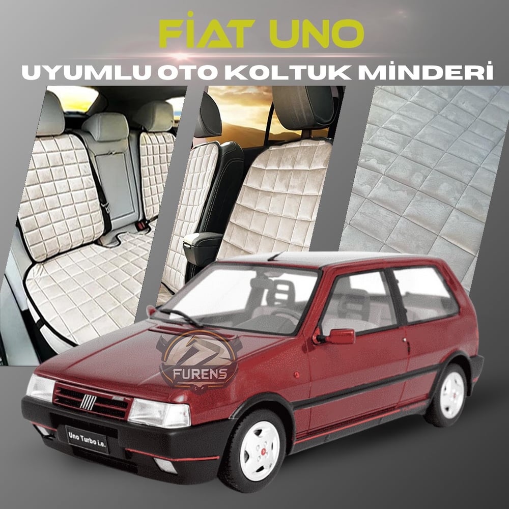 Fiat Uno Bej Renk Tay Tüyü Cepli & Terletmez Sırtlı Oto Koltuk Minder Seti - Koltuk Koruma Kılıfı (ÖN & ARKA TAM SET)