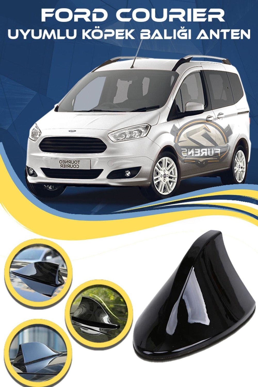 Ford Courier Uyumlu Oto Balık Sırtı Anten Elektrikli Köpekbalığı Balina Tavan Anteni