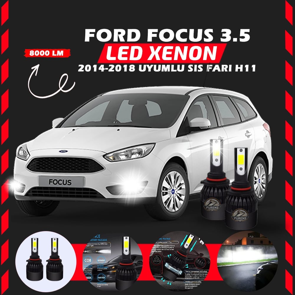 Ford Focus 3.5 2014-2018 Sis Farı Uyumlu Şimşek Etkili Led Xenon Light Series H11