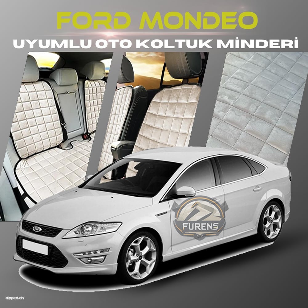 Ford Mondeo Bej Renk Tay Tüyü Cepli & Terletmez Sırtlı Oto Koltuk Minder Seti - Koltuk Koruma Kılıfı (ÖN & ARKA TAM SET)