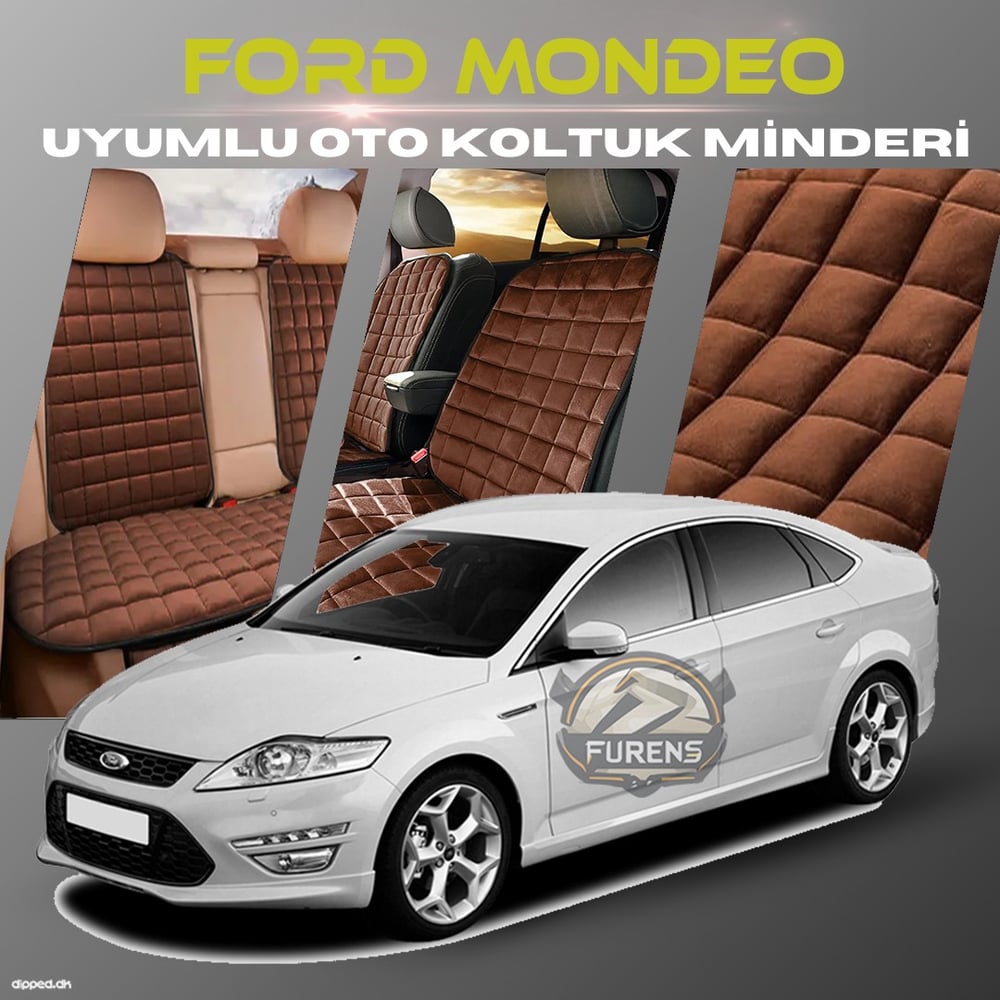 Ford Mondeo Kahverengi Renk Tay Tüyü Cepli & Terletmez Sırtlı Oto Koltuk Minder Seti - Koltuk Koruma Kılıfı (ÖN & ARKA TAM SET)