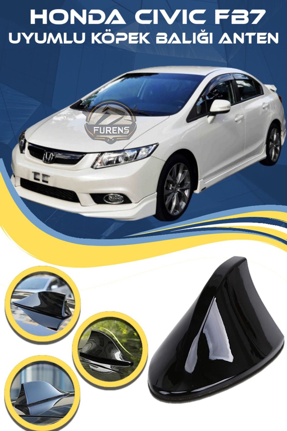 Honda Civic FB7 Uyumlu Oto Balık Sırtı Anten Elektrikli Köpekbalığı Balina Tavan Anteni