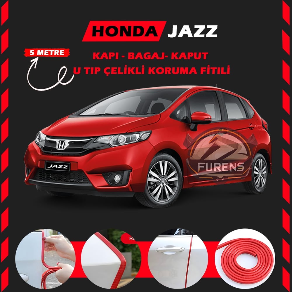 Honda Jazz Oto Araç Kapı Koruma Fitili 5metre Parlak Kırmızı Renk