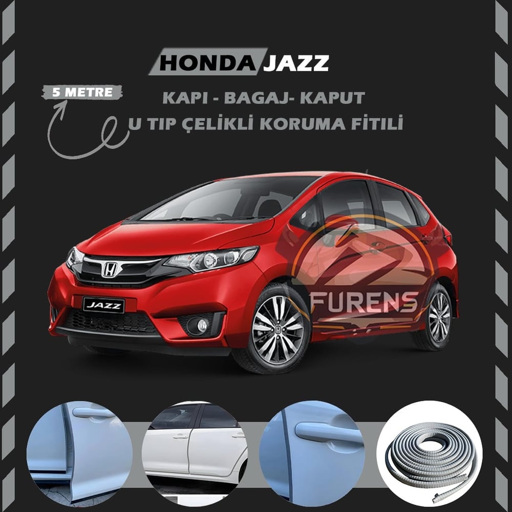 Honda Jazz Oto Araç Kapı Koruma Fitili 5metre Parlak Gri Renk
