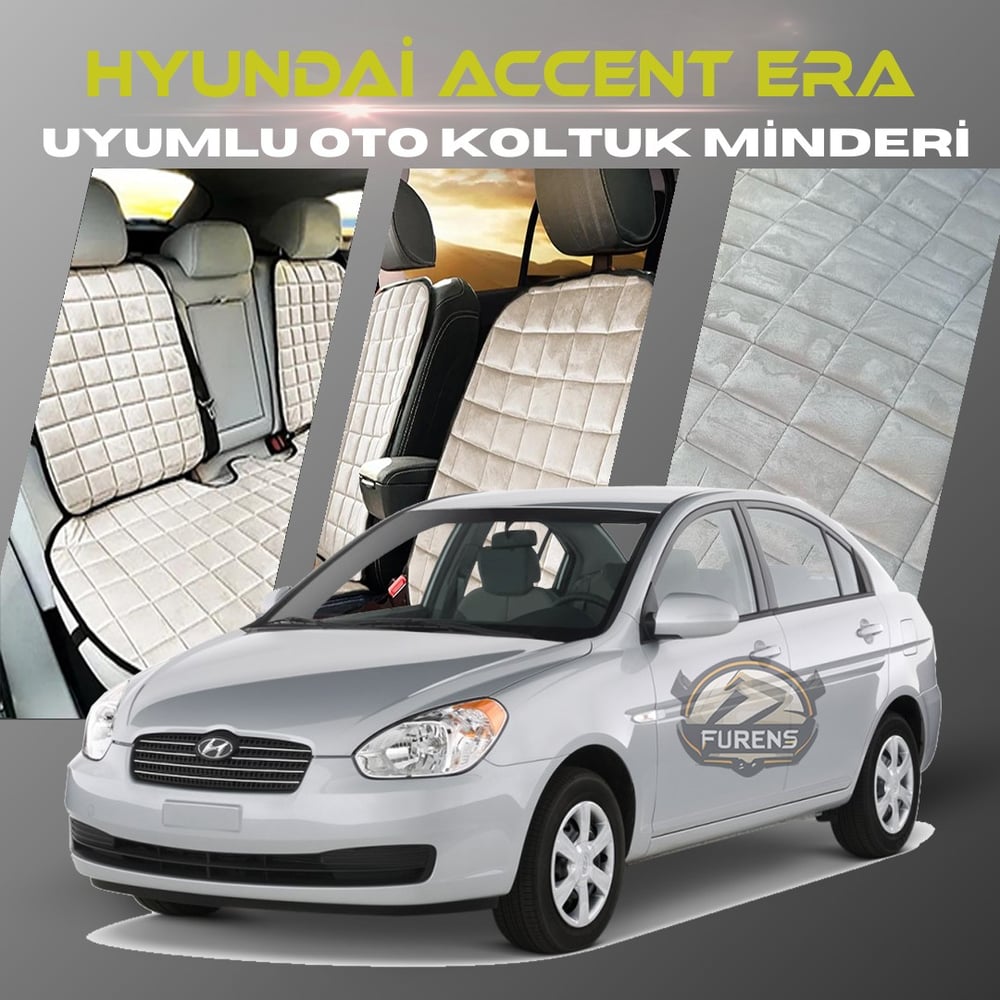 Hyundai Accent Era Bej Renk Tay Tüyü Cepli & Terletmez Sırtlı Oto Koltuk Minder Seti - Koltuk Koruma Kılıfı (ÖN & ARKA TAM SET)
