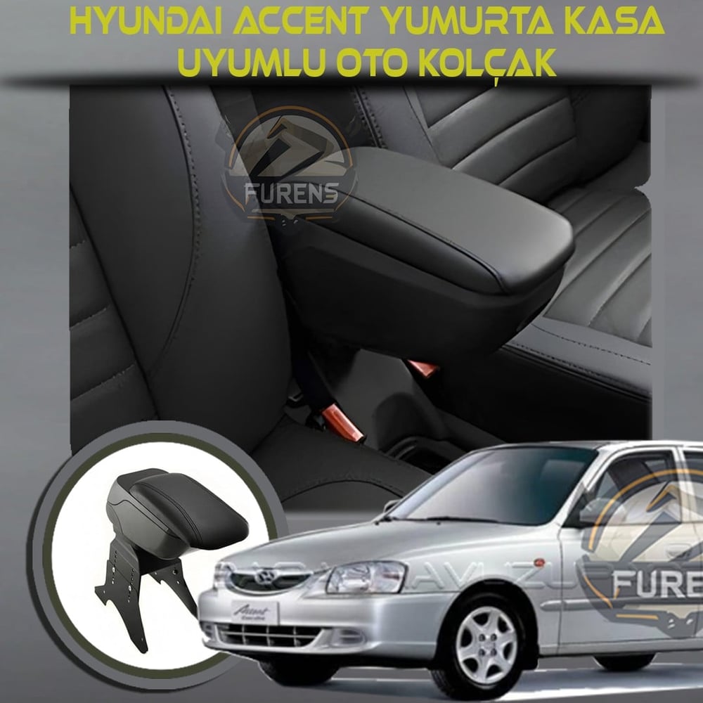 Hyundai Accent Yumurta Uyumlu Kol Dayama Ve Kolçak Sürgülü Bardaklıklı Ayarlanabilir Siyah Deri