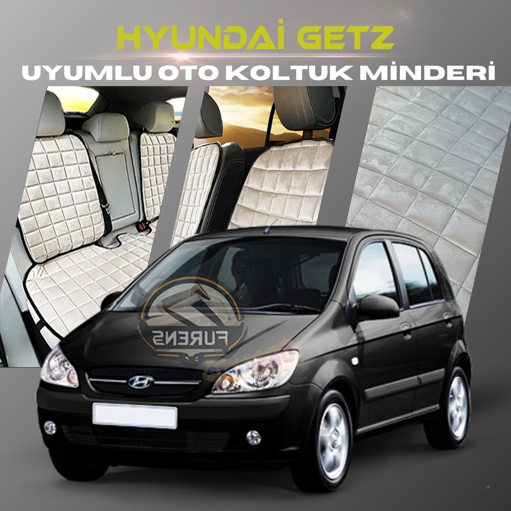 Hyundai Getz Bej Renk Tay Tüyü Cepli & Terletmez Sırtlı Oto Koltuk Minder Seti - Koltuk Koruma Kılıfı (ÖN & ARKA TAM SET)