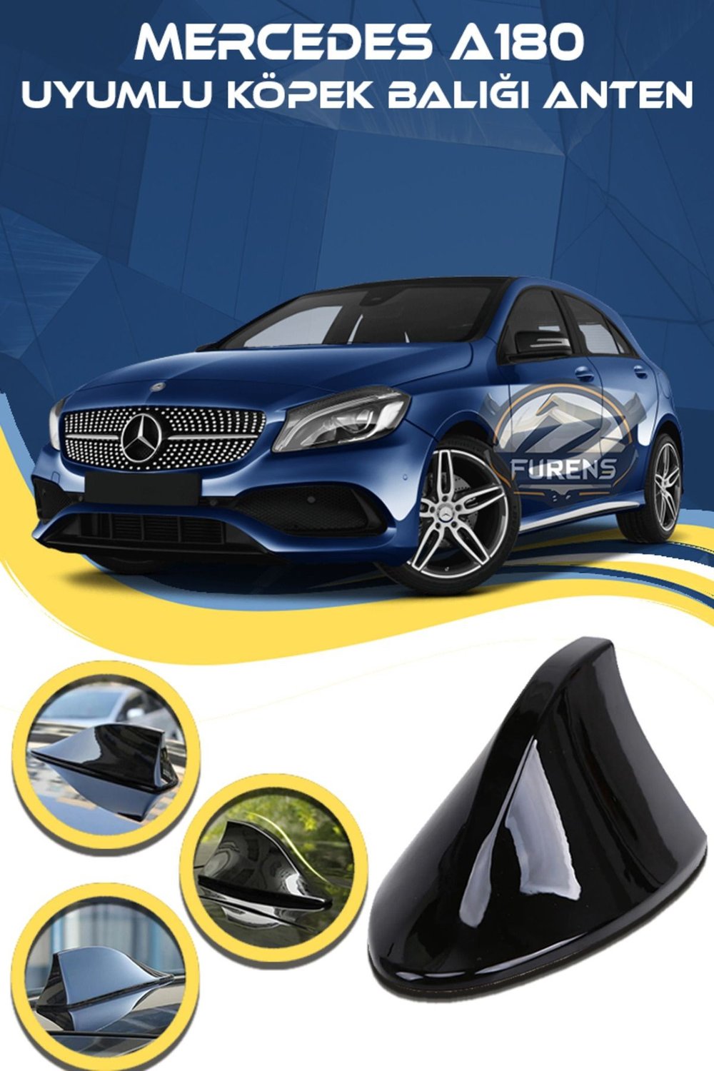 Mercedes A180 Uyumlu Oto Balık Sırtı Anten Elektrikli Köpekbalığı Balina Tavan Anteni