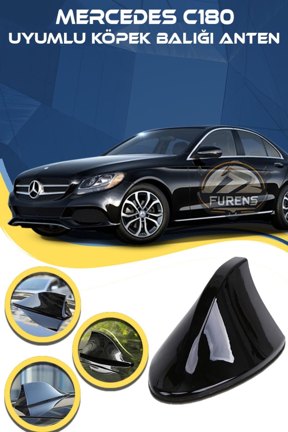 Mercedes C180 Uyumlu Oto Balık Sırtı Anten Elektrikli Köpekbalığı Balina Tavan Anteni