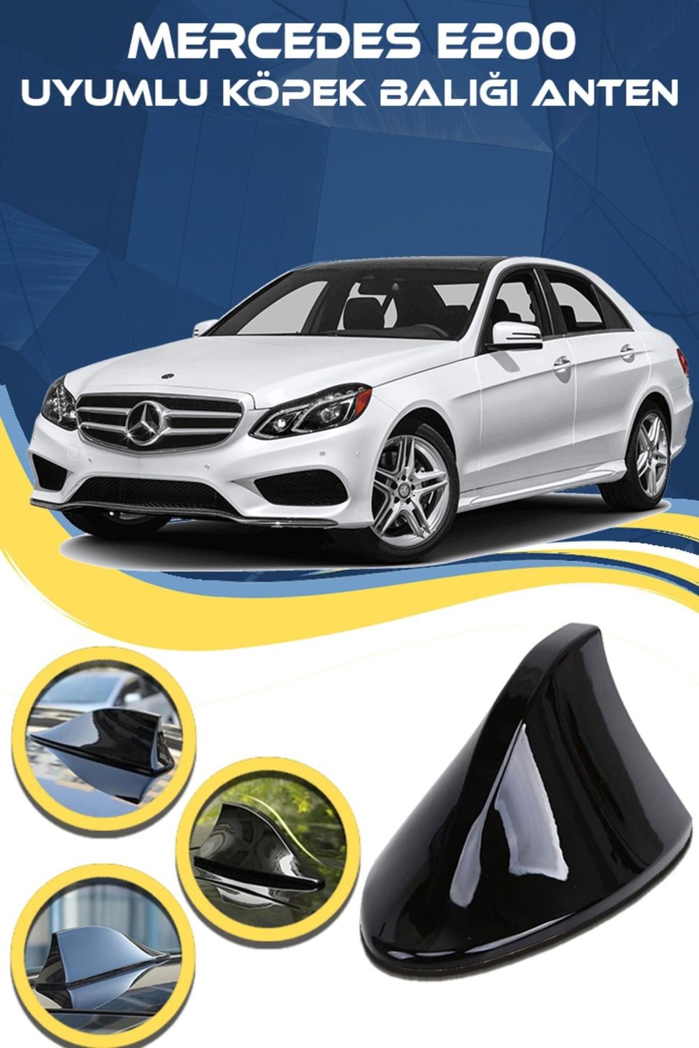 Mercedes E200 Uyumlu Oto Balık Sırtı Anten Elektrikli Köpekbalığı Balina Tavan Anteni