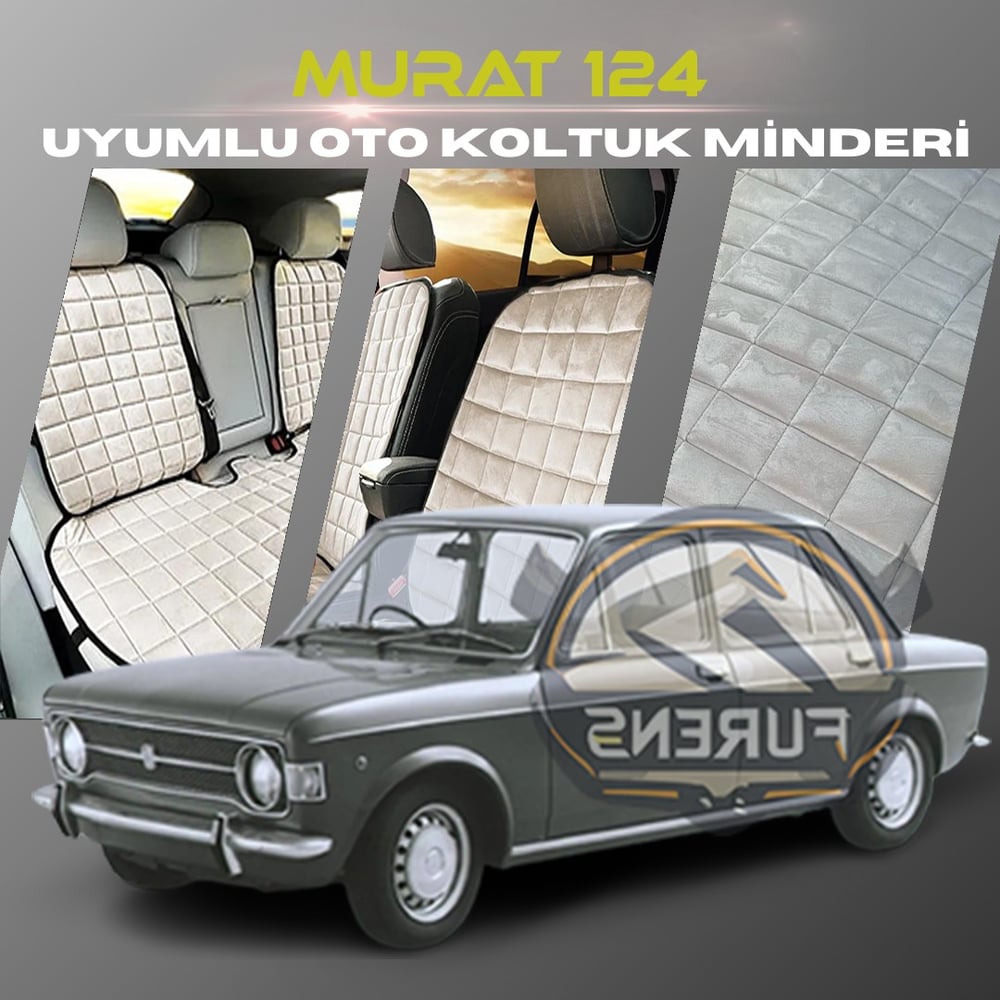 Murat 124 Bej Renk Tay Tüyü Cepli & Terletmez Sırtlı Oto Koltuk Minder Seti - Koltuk Koruma Kılıfı (ÖN & ARKA TAM SET)