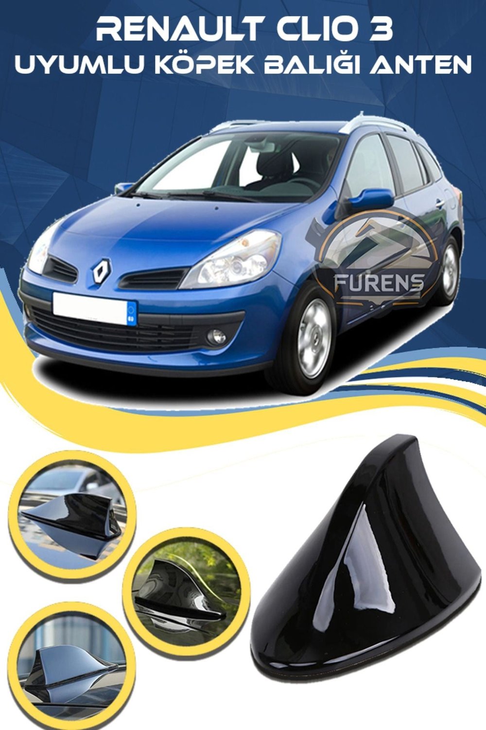 Renault Clio 3 Uyumlu Oto Balık Sırtı Anten Elektrikli Köpekbalığı Balina Tavan Anteni