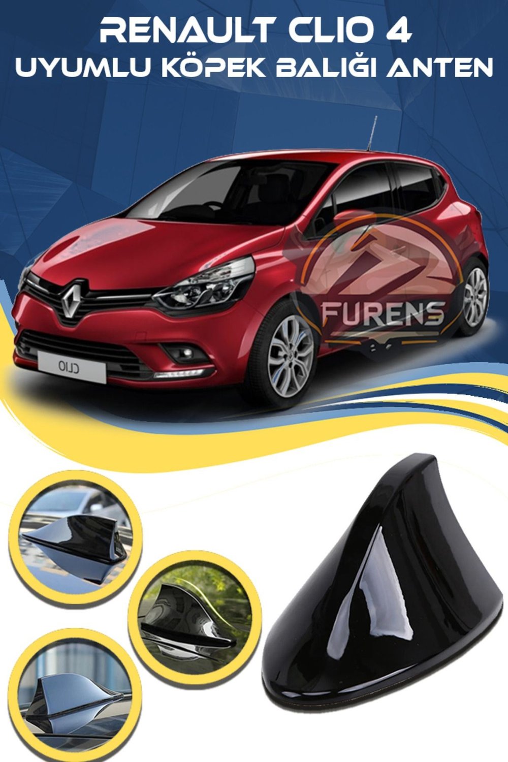 Renault Clio 4 Uyumlu Oto Balık Sırtı Anten Elektrikli Köpekbalığı Balina Tavan Anteni