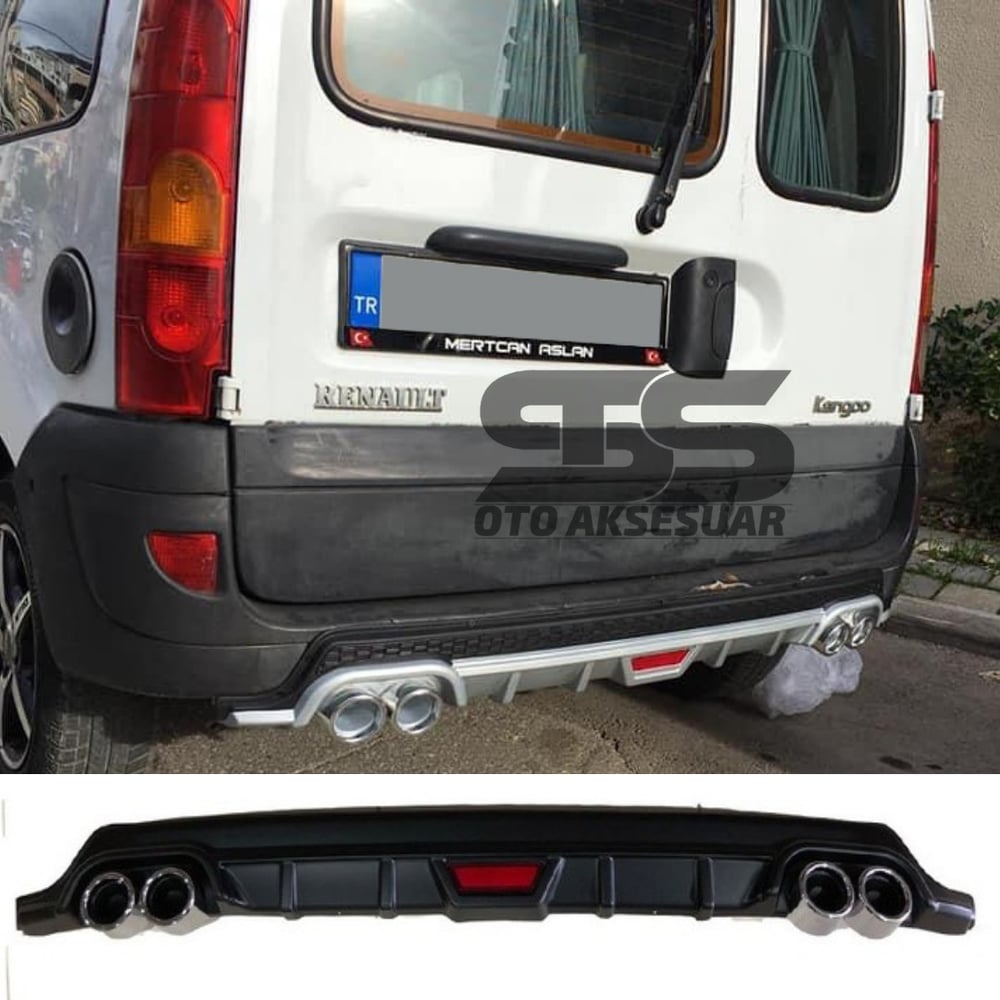 Renault Kangoo Difüzör Arka Tampon Eki 4 Egzoz Çıkışlı Siyah Tip