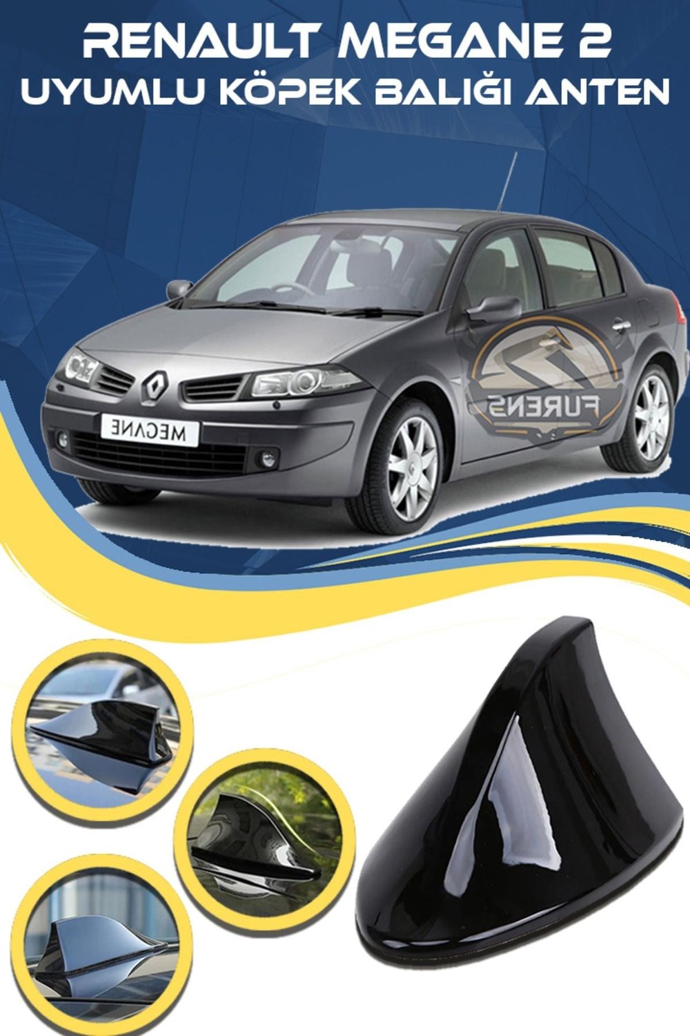 Renault Megane 2 Uyumlu Oto Balık Sırtı Anten Elektrikli Köpekbalığı Balina Tavan Anteni