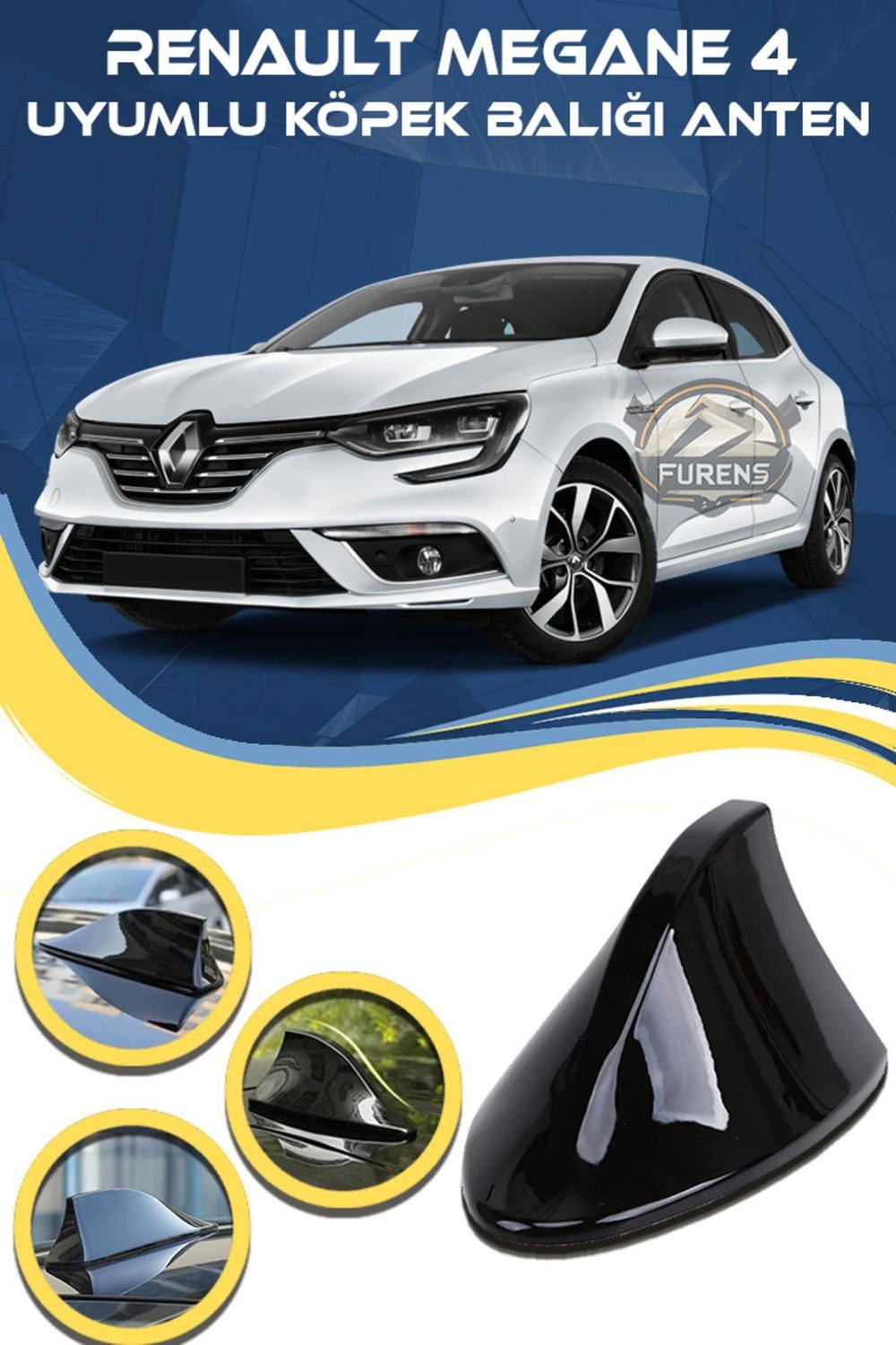 Renault Megane 4 Uyumlu Oto Balık Sırtı Anten Elektrikli Köpekbalığı Balina Tavan Anteni