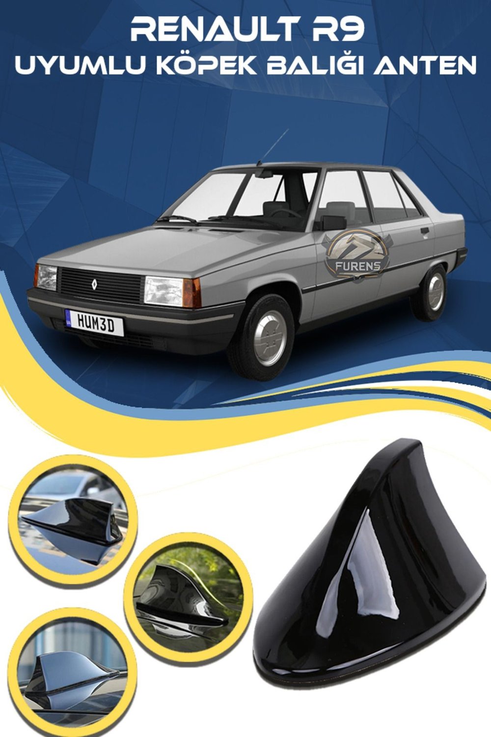 Renault R9 Uyumlu Oto Balık Sırtı Anten Elektrikli Köpekbalığı Balina Tavan Anteni