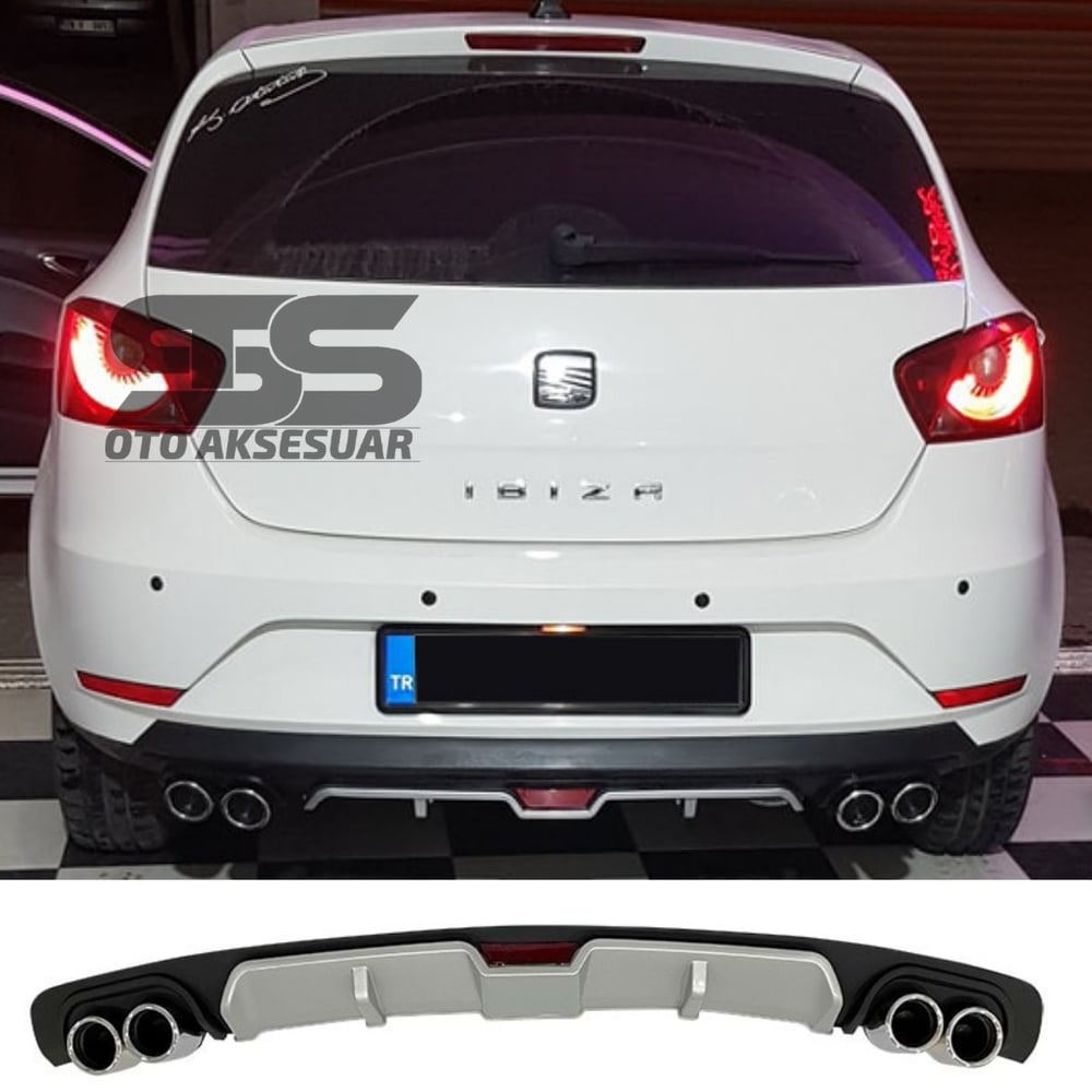 Seat İbiza Difüzör Arka Tampon Eki 4 Egzoz Çıkışlı Gri
