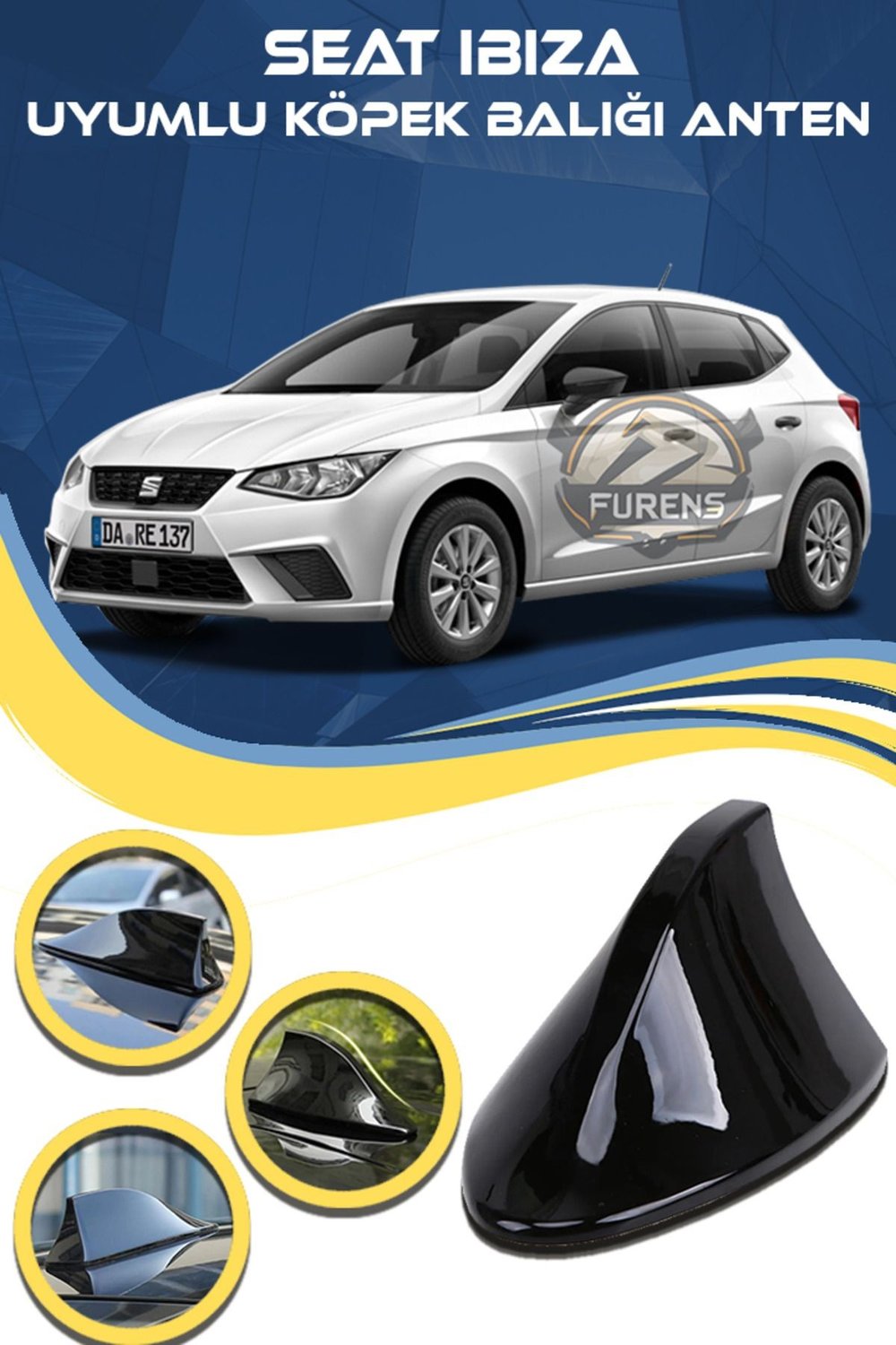 Seat Ibıza Uyumlu Oto Balık Sırtı Anten Elektrikli Köpekbalığı Balina Tavan Anteni