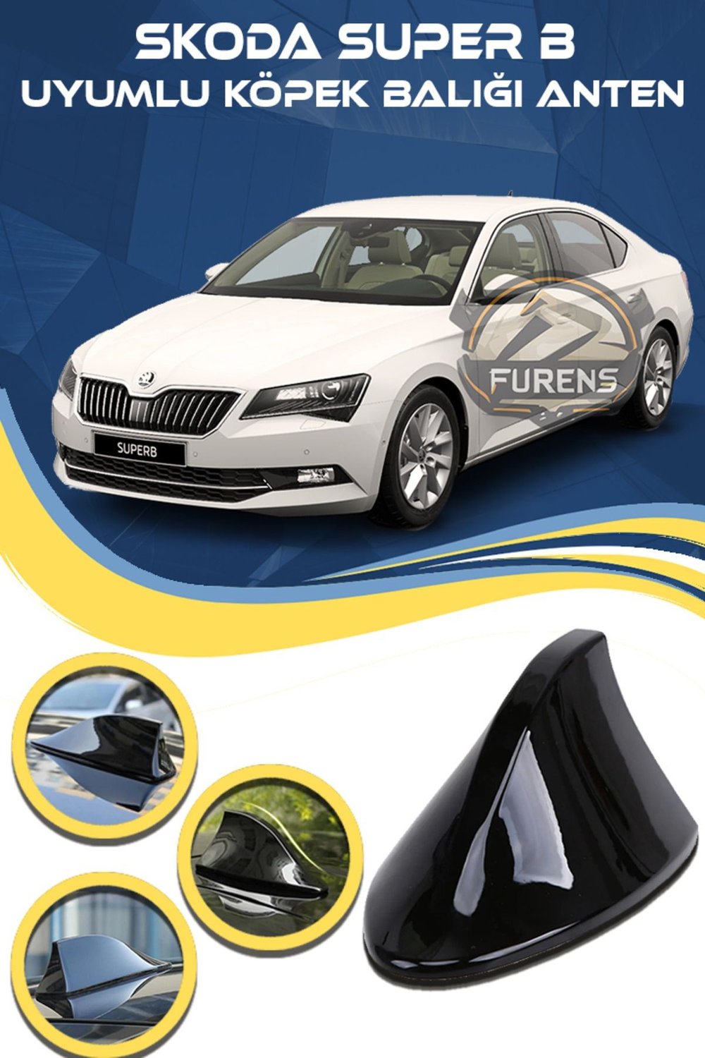 Skoda SuperB Uyumlu Oto Balık Sırtı Anten Elektrikli Köpekbalığı Balina Tavan Anteni