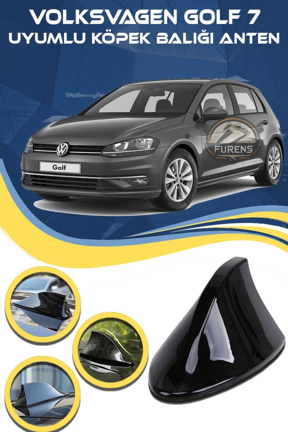 Volksvagen Golf 7 Uyumlu Oto Balık Sırtı Anten Elektrikli Köpekbalığı Balina Tavan Anteni