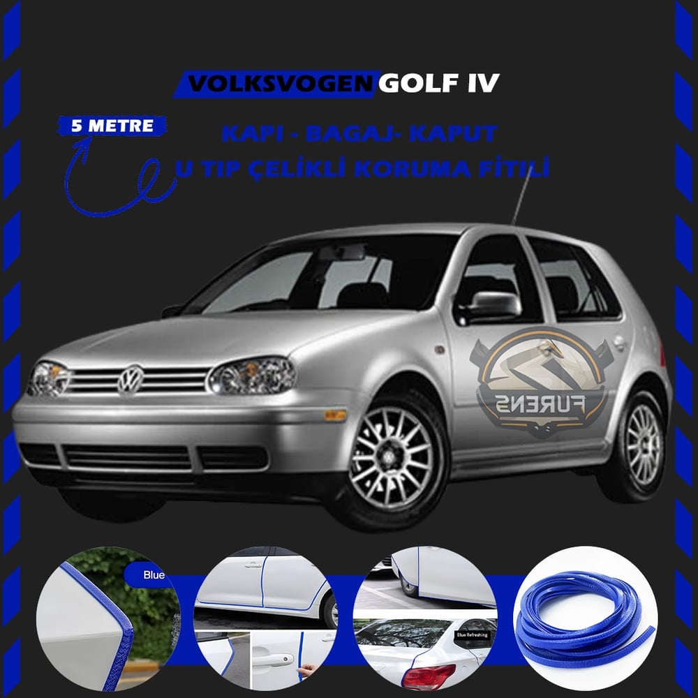 Volksvogen Golf 4 Oto Araç Kapı Koruma Fitili 5metre Parlak Mavi Renk