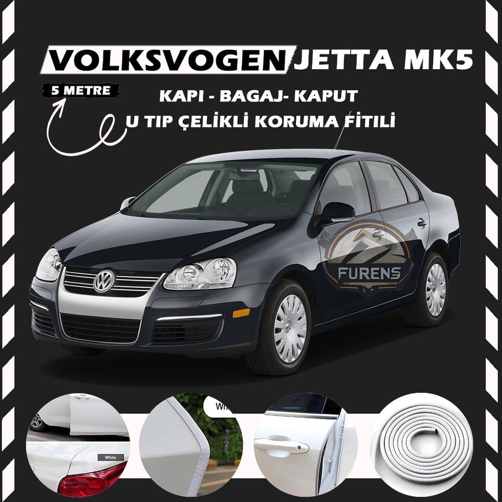 Volksvogen Jetta Mk5 Oto Araç Kapı Koruma Fitili 5metre Parlak Beyaz Renk