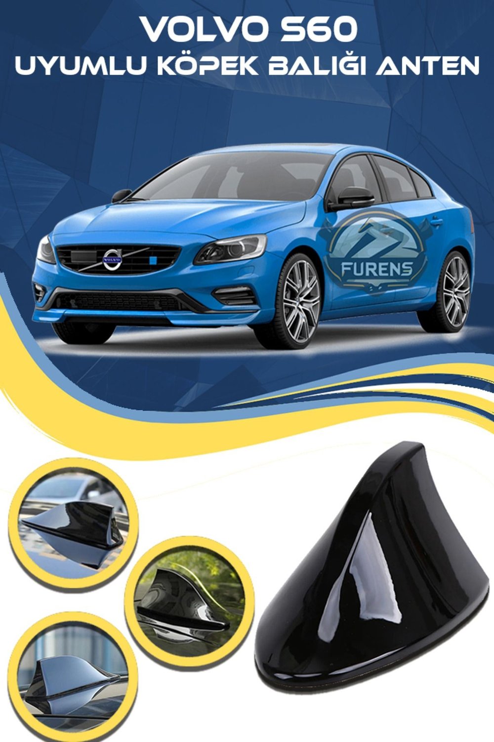 Volvo S60 Uyumlu Oto Balık Sırtı Anten Elektrikli Köpekbalığı Balina Tavan Anteni