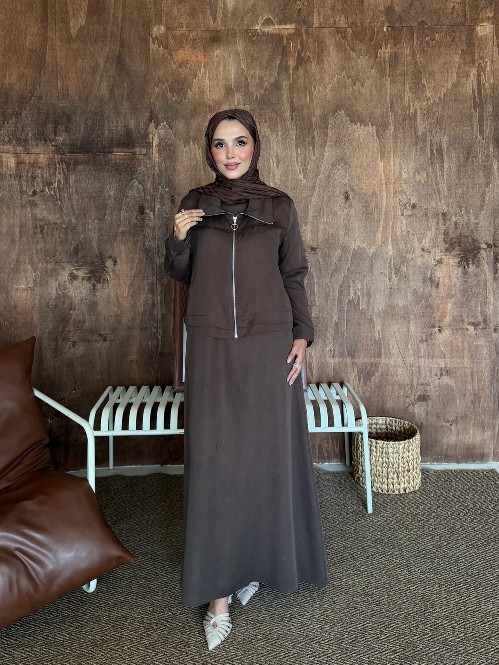 Yıldız Elbise Kahverengi