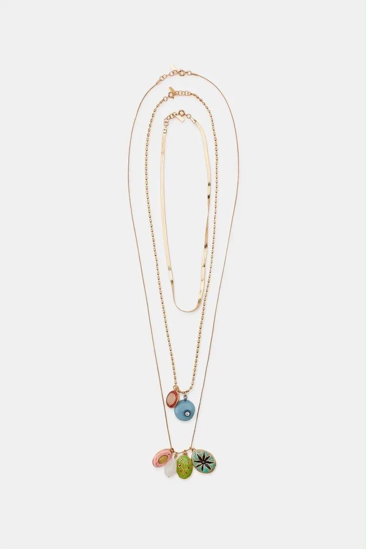 Marka Model 3'lü Charm Kolye