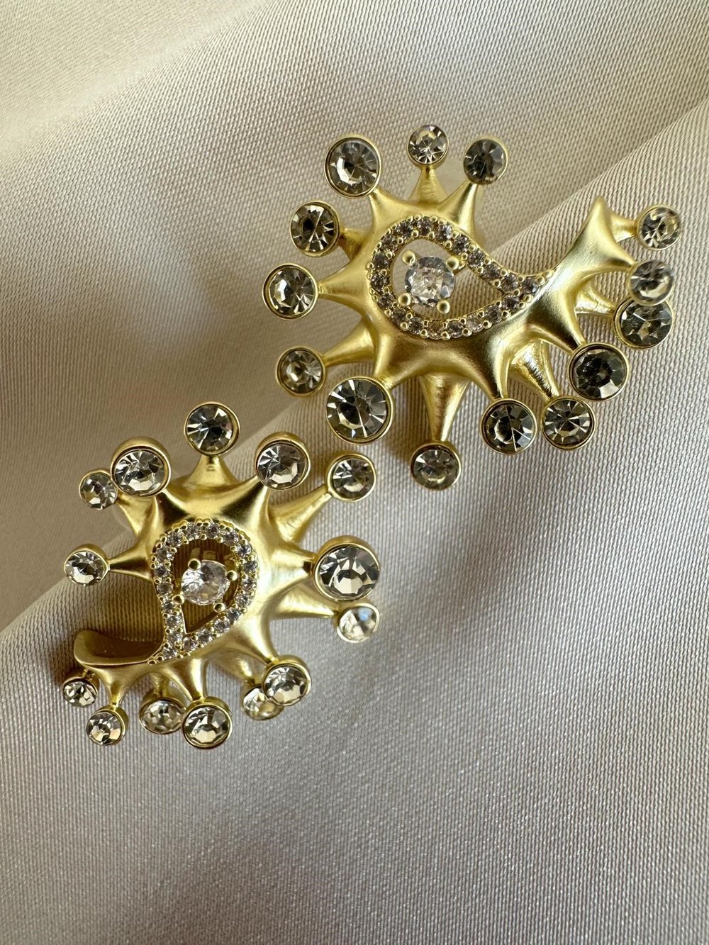 Mat Kaplama Taşlı Göz Küpe(Gold)