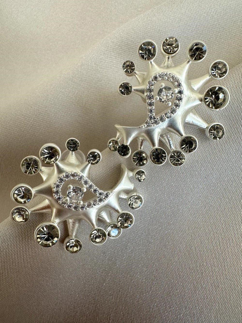 Mat Kaplama Taşlı Göz Küpe(Silver)