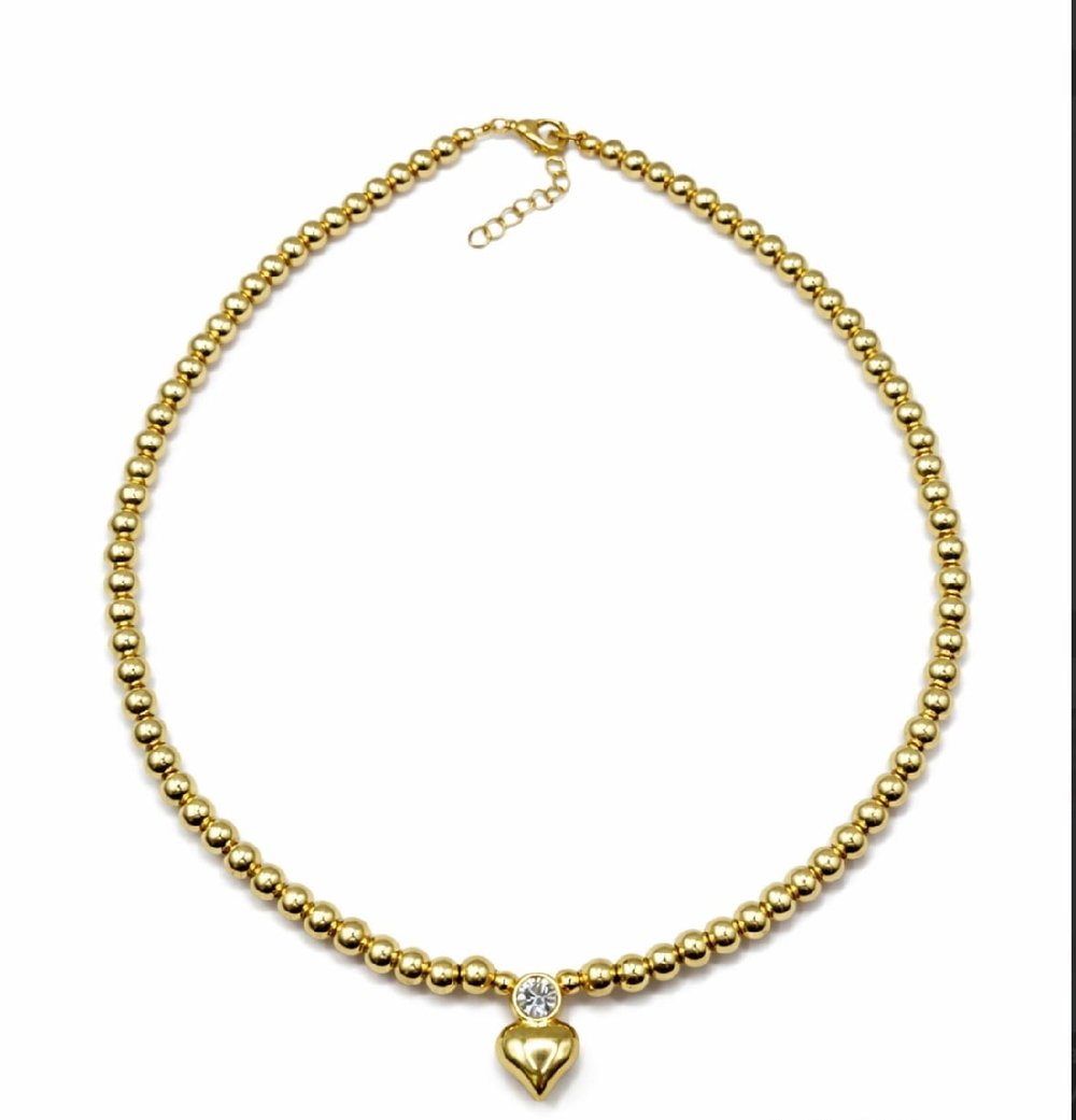 Topçuklu Gold Kalpli Kolye