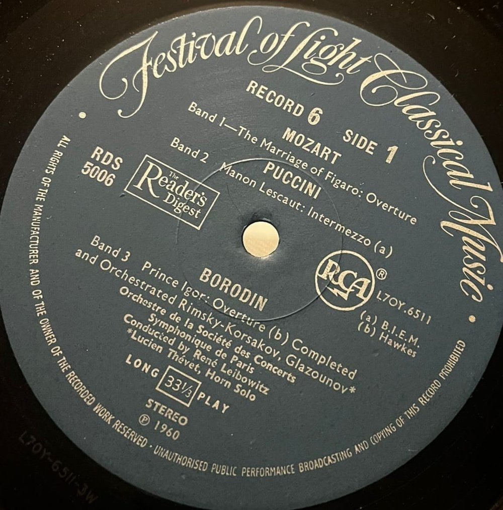 Festival of Light Classical Music - Record 6 (Mozart, Puccini, Borodin, Dukas, Debussy, Offenbach)