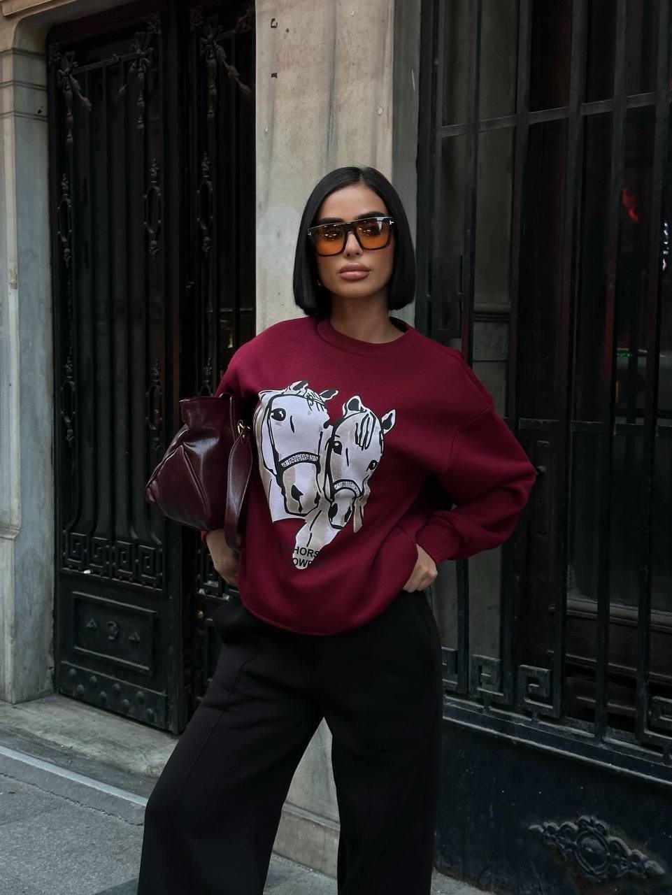 Trend At Desenli Rahat Kesim Sweatshirt