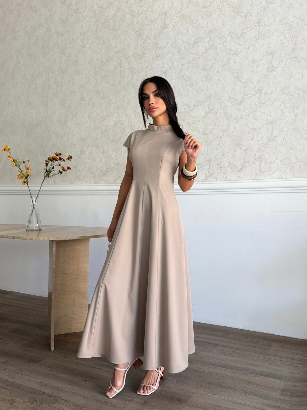 26K5278 AY KOLLU KUPLU ELBİSE